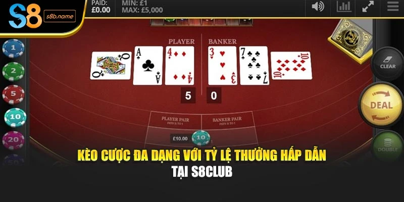 Kèo cược đa dạng với tỷ lệ thưởng hấp dẫn tại S8club